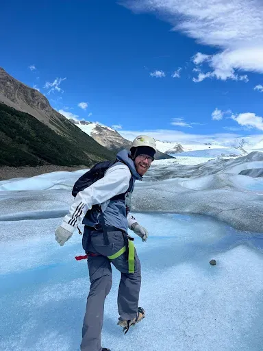 Tomás Fonseca hiking on a glacier in Argentina